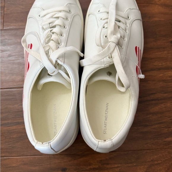 Stuart Weitzman Low Too Heart Men’s White leather Sneakers-Size 12 - Picture 5 of 14
